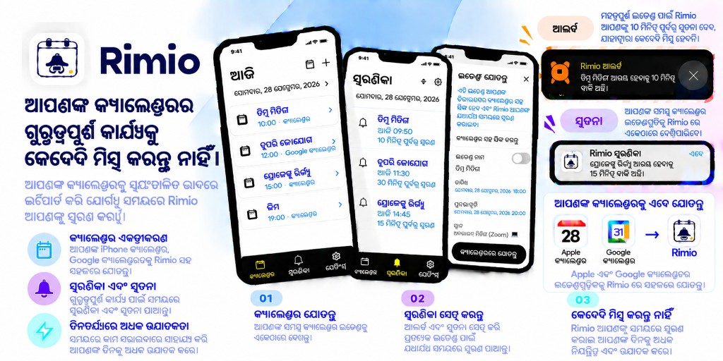 Rimio ସମୀକ୍ଷା: ଡିଭାଇସ କ୍ୟାଲେଣ୍ଡର ଏକୀକରଣ, ଆଲାର୍ମ ଓ ବିଜ୍ଞପ୍ତି, ଏବଂ Google Calendar ସମର୍ଥନ